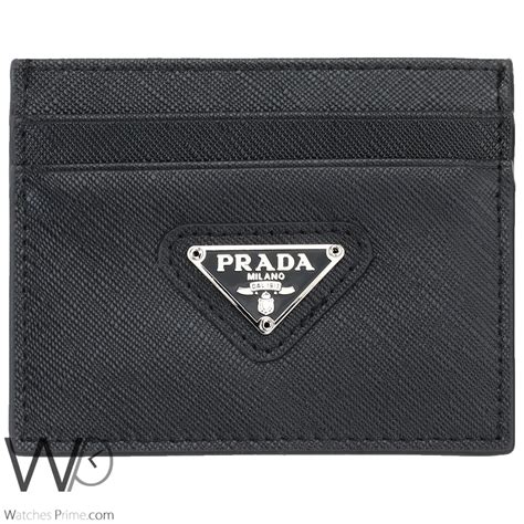 Prada wood card holder black